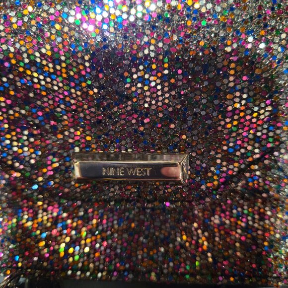 Nine West Envelope Crossbody w/ Snap Close - Silver, Black & Multi Color Sequins - Picture 4 of 11